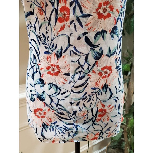 Cabi Women's White Floral 100% Polyester V-Neck Sleeveless Casual Top Blouse S - Picture 3 of 12
